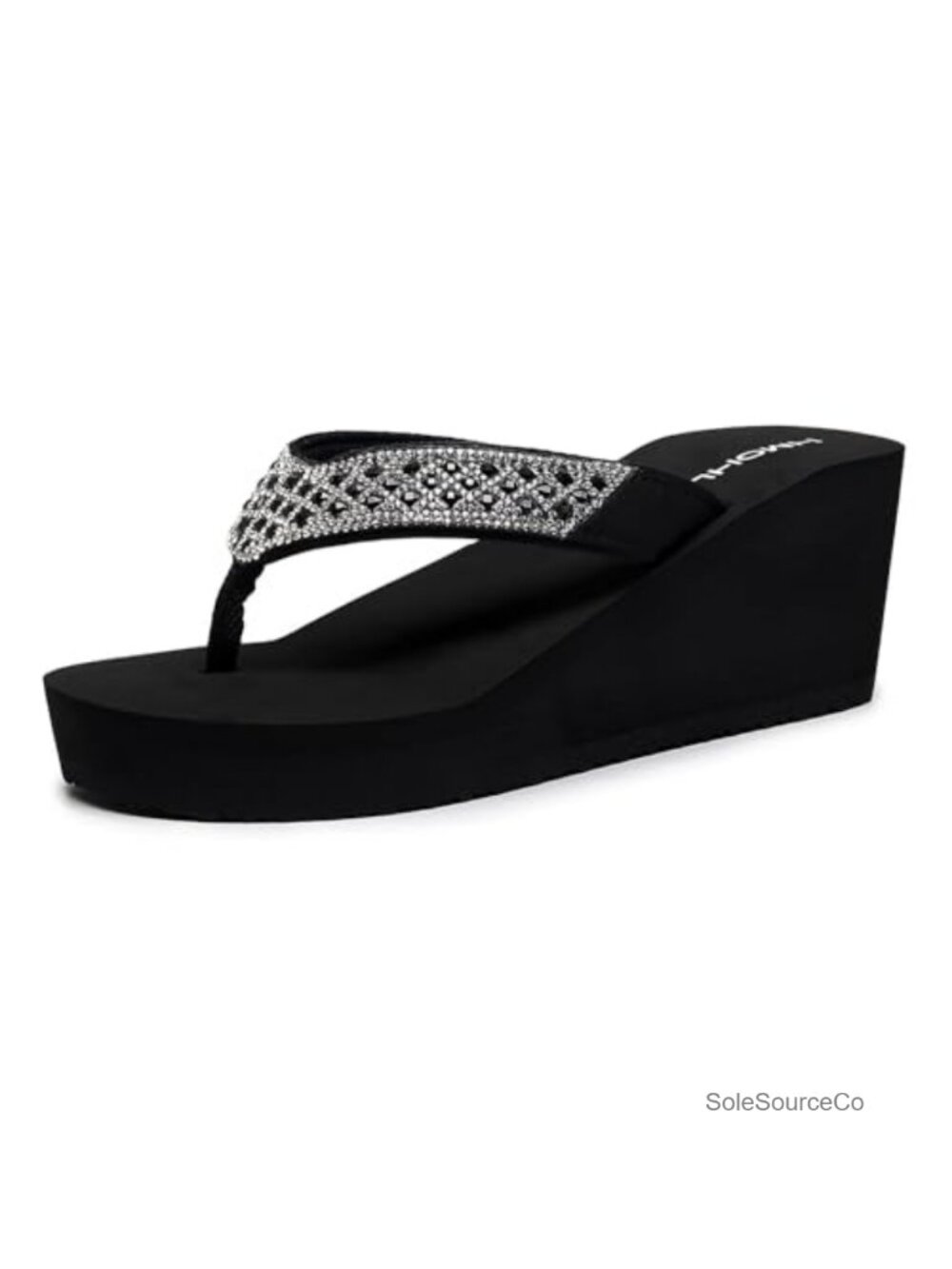 Rhinestone Platform Flip Flops Wedge Sandals Cushioned EVA Thong Beach